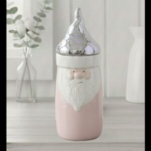 NEW Arlington Designs Iridescent Pastel Pink Santa Canister/Cookie Jar